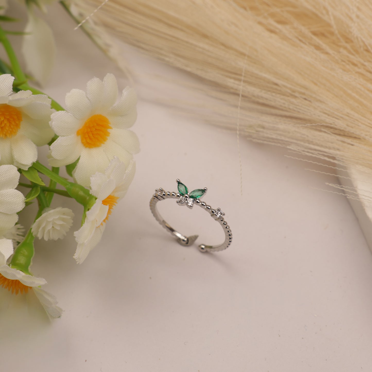 Green Butterfly Adjustable Ring