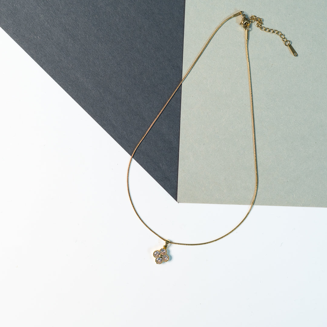 Stone Studded Clover Pendant