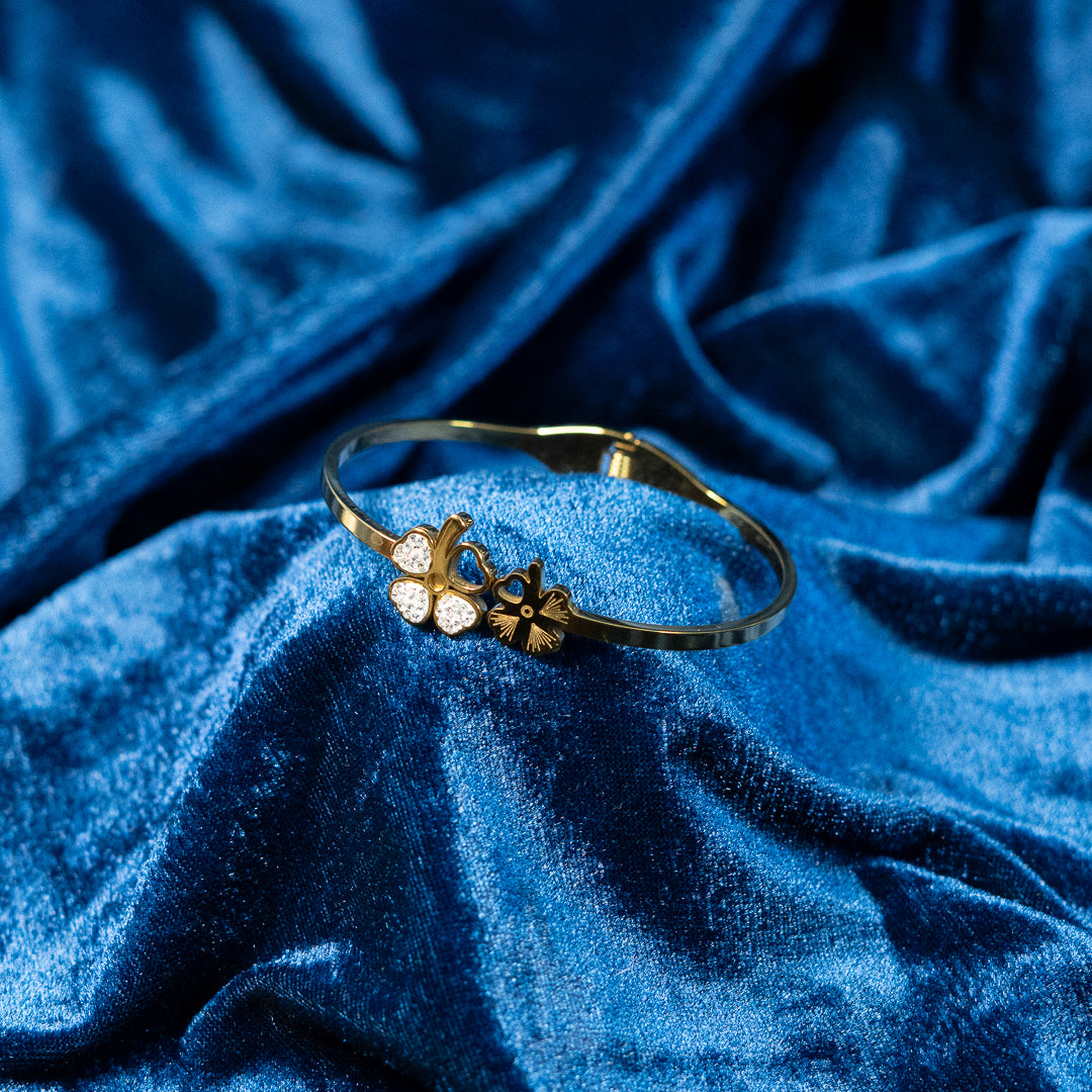 Stone Studded Clover Adjustable Bracelet