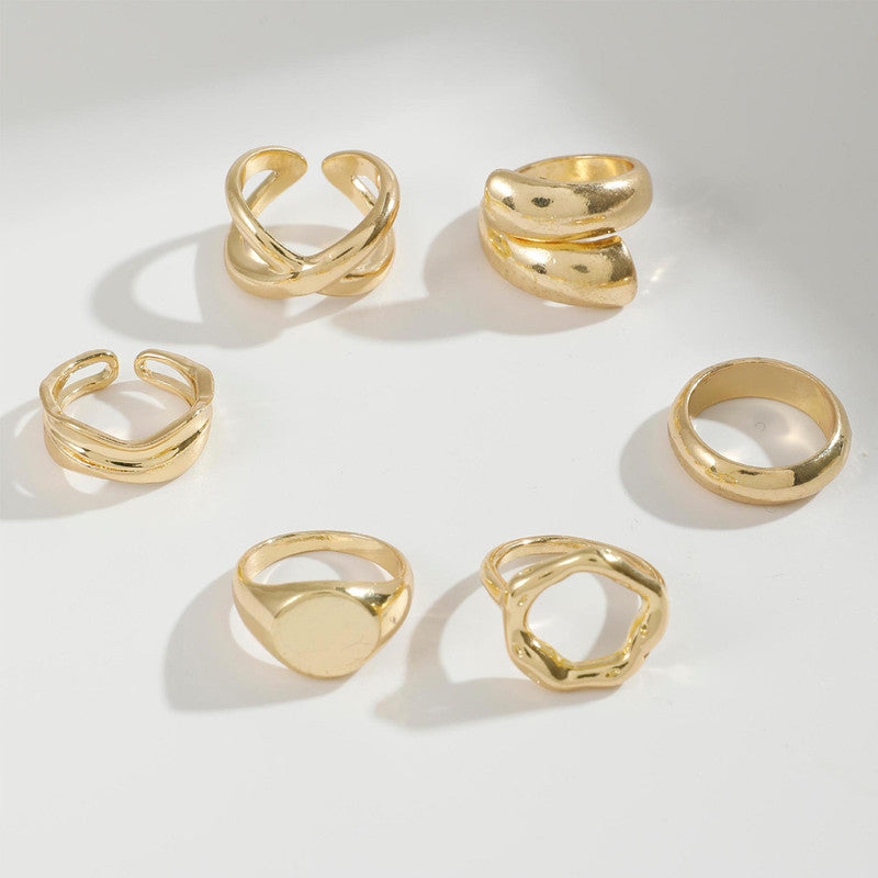 Gold Plated Stackable Rings Pack of 6
