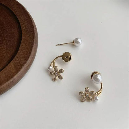 Floral White Pearl Studded Stud