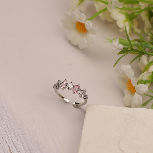 Pink Crystal Adjustable Ring