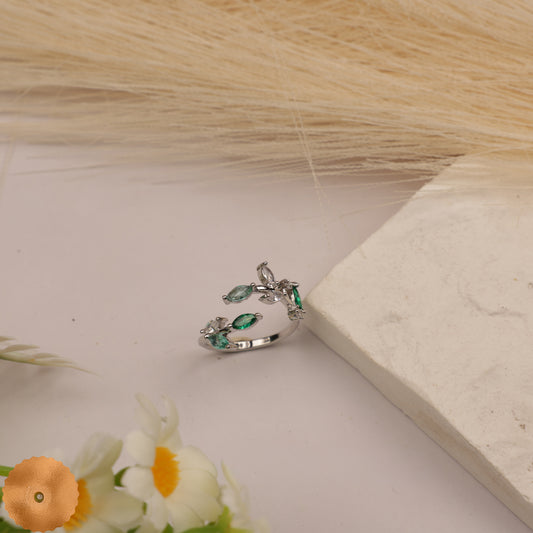 Green Leaf Adjustable Ring