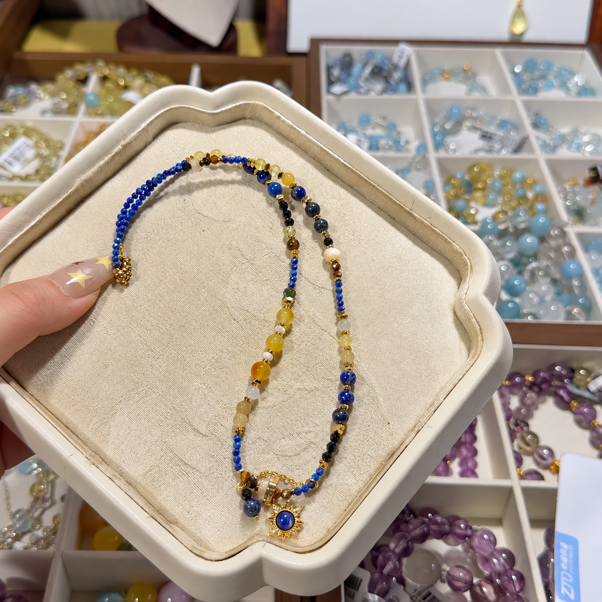 Blue Sun Beading Necklace