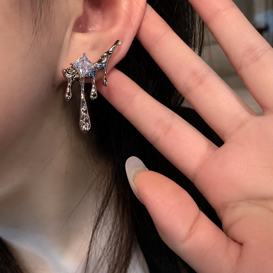 Silver Toned Liquid Flow Earrings