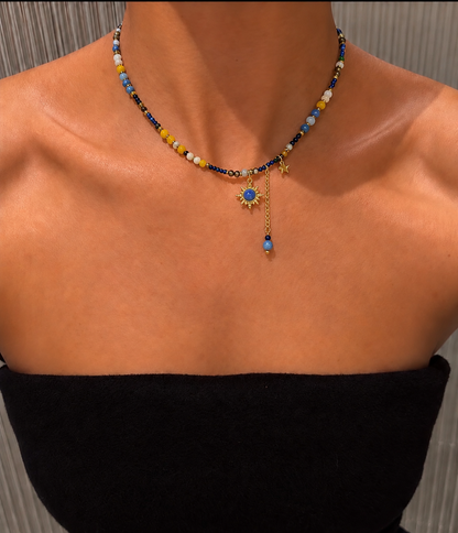 Blue Sun Beading Necklace