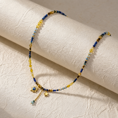 Blue Sun Beading Necklace