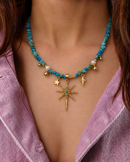 Vintage Style Star Beaded Necklace