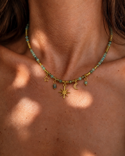 Turquoise Star and Moon Necklace
