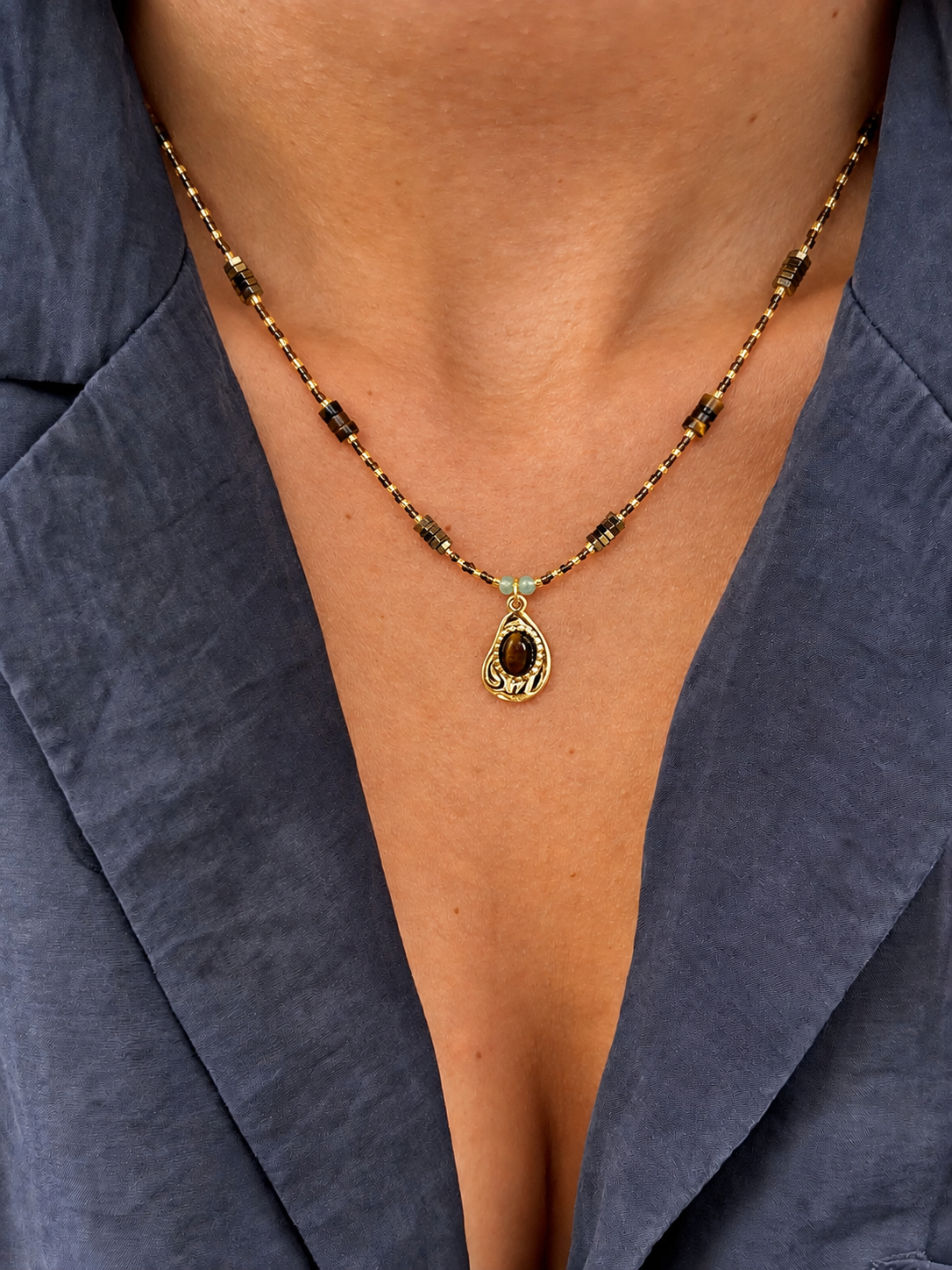 Retro Tiger Eye Necklace