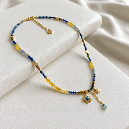 Blue Sun Beading Necklace