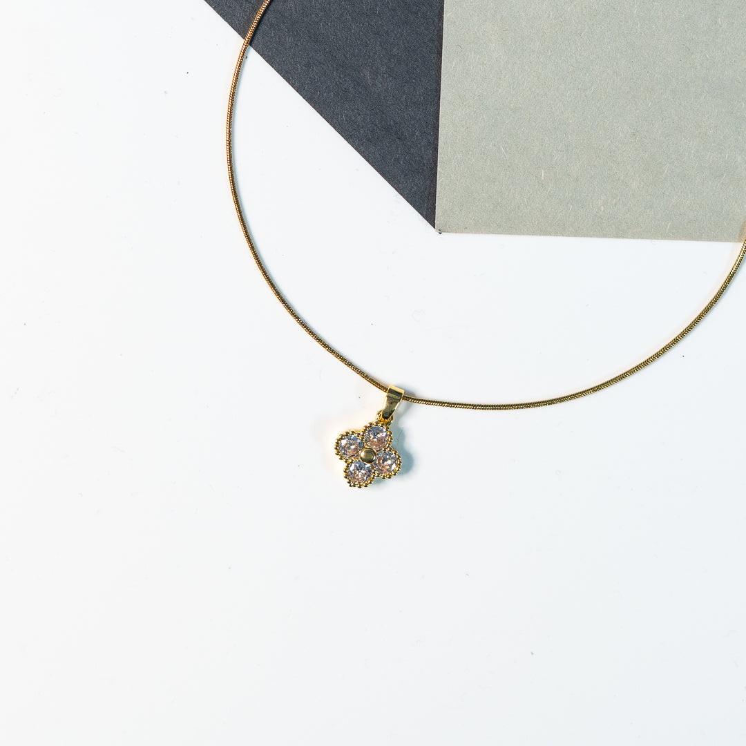 Stone Studded Clover Pendant