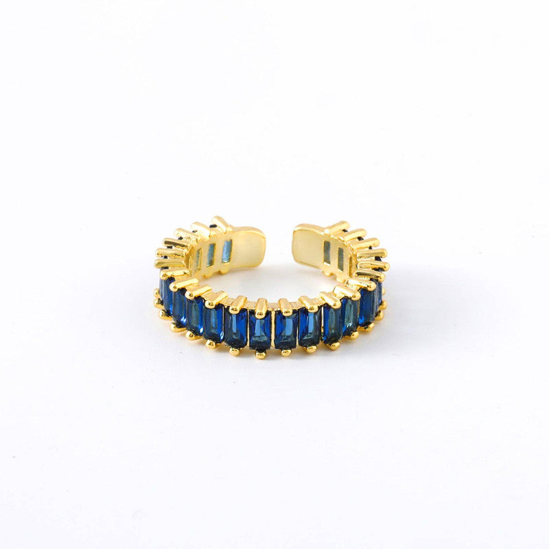Gold Plated Stainless Steel Anti Tarnish Adjustable Ring| Blue
