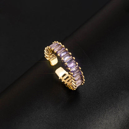 Gold Plated Stainless Steel Anti Tarnish Adjustable Ring| Lavender
