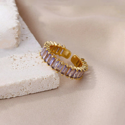Gold Plated Stainless Steel Anti Tarnish Adjustable Ring| Lavender