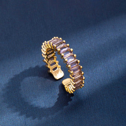 Gold Plated Stainless Steel Anti Tarnish Adjustable Ring| Lavender