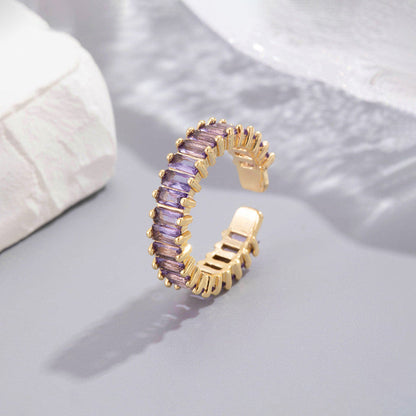 Gold Plated Stainless Steel Anti Tarnish Adjustable Ring| Lavender