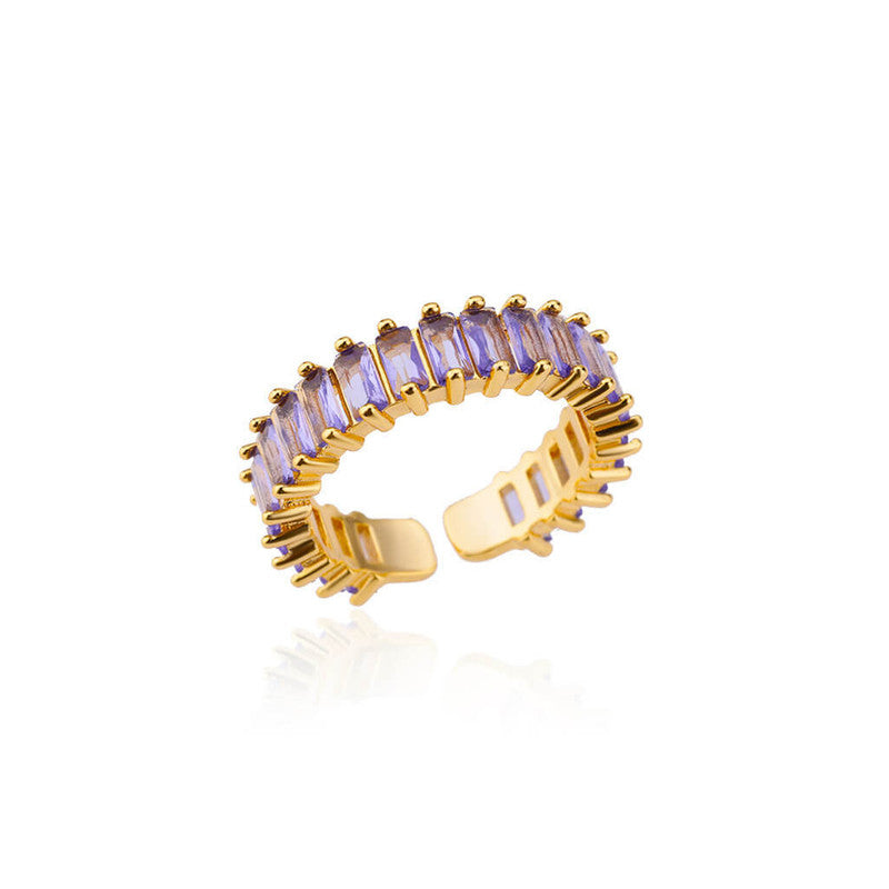 Gold Plated Stainless Steel Anti Tarnish Adjustable Ring| Lavender