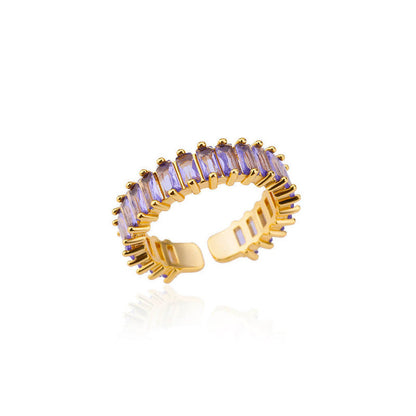 Gold Plated Stainless Steel Anti Tarnish Adjustable Ring| Lavender