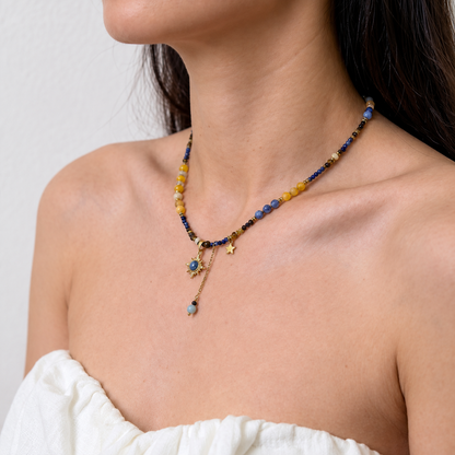 Blue Sun Beading Necklace