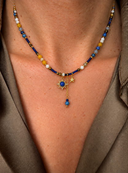 Blue Sun Beading Necklace