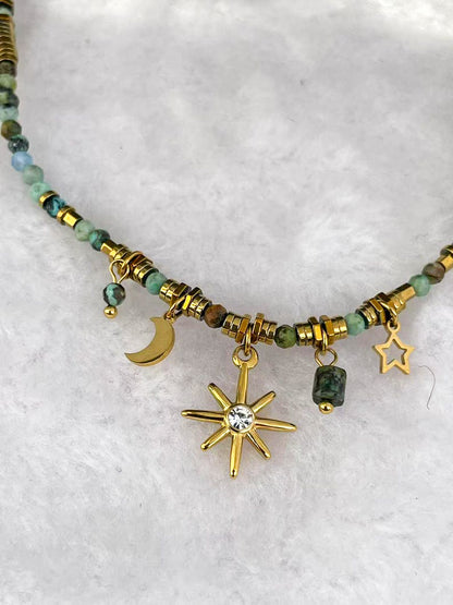 Turquoise Star and Moon Necklace