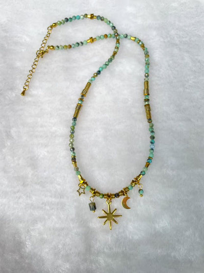 Turquoise Star and Moon Necklace