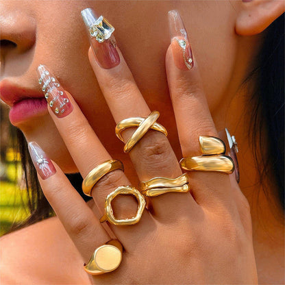 Gold Plated Stackable Rings Pack of 6