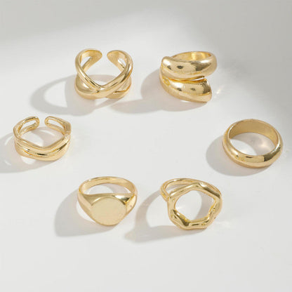 Gold Plated Stackable Rings Pack of 6