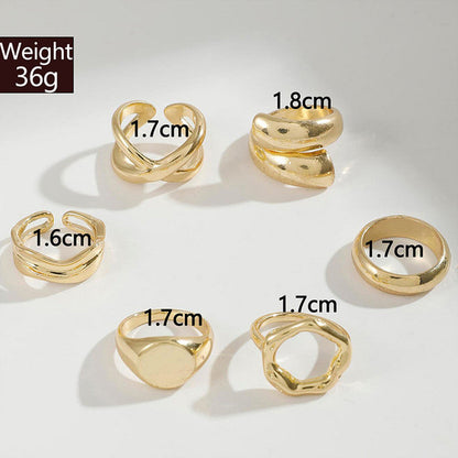 Gold Plated Stackable Rings Pack of 6