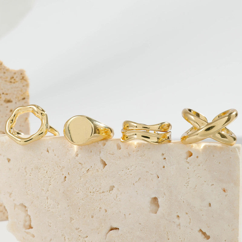 Gold Plated Stackable Rings Pack of 6