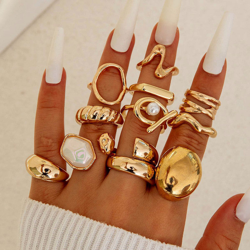 Gold Plated Stackable Rings Pack of 10