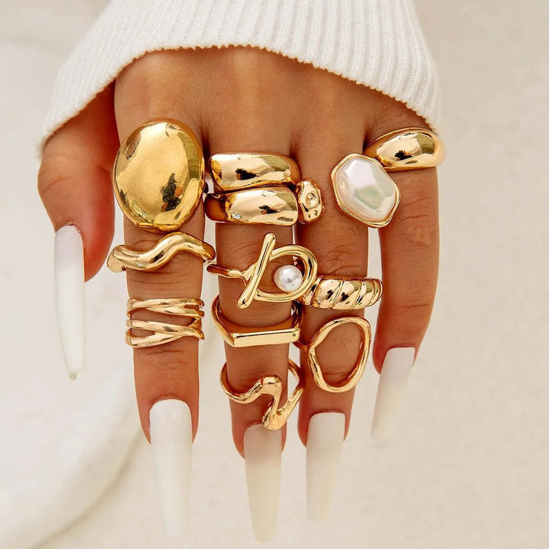 Gold Plated Stackable Rings Pack of 10