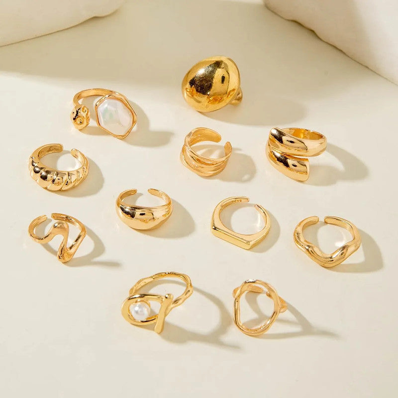 Gold Plated Stackable Rings Pack of 10