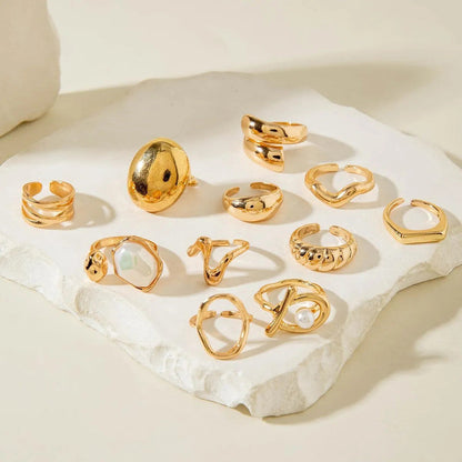 Gold Plated Stackable Rings Pack of 10