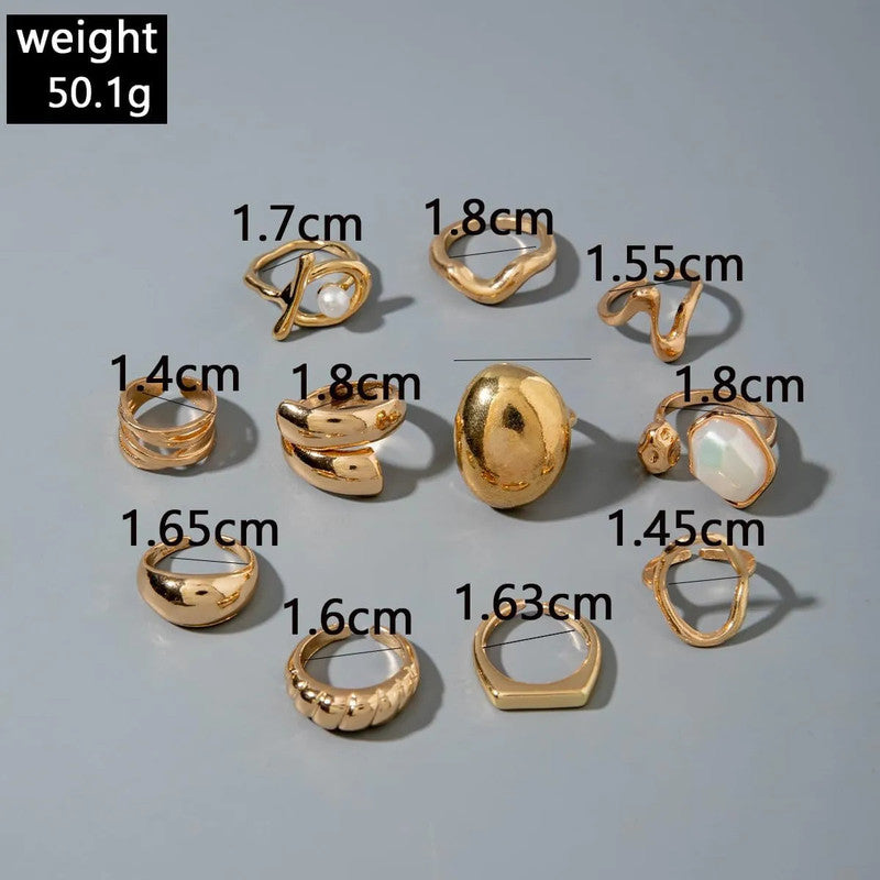 Gold Plated Stackable Rings Pack of 10