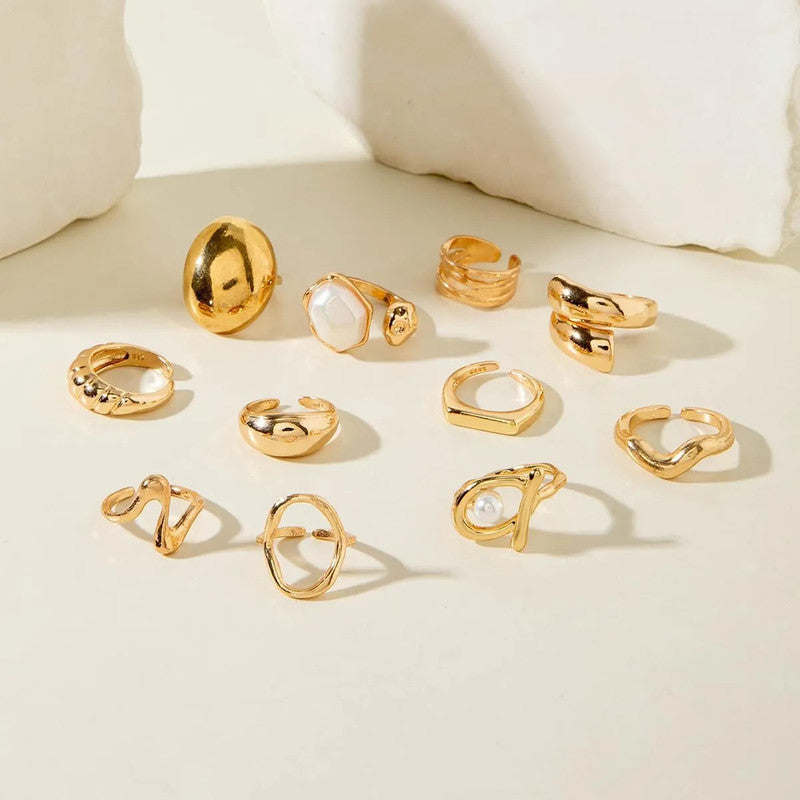 Gold Plated Stackable Rings Pack of 10