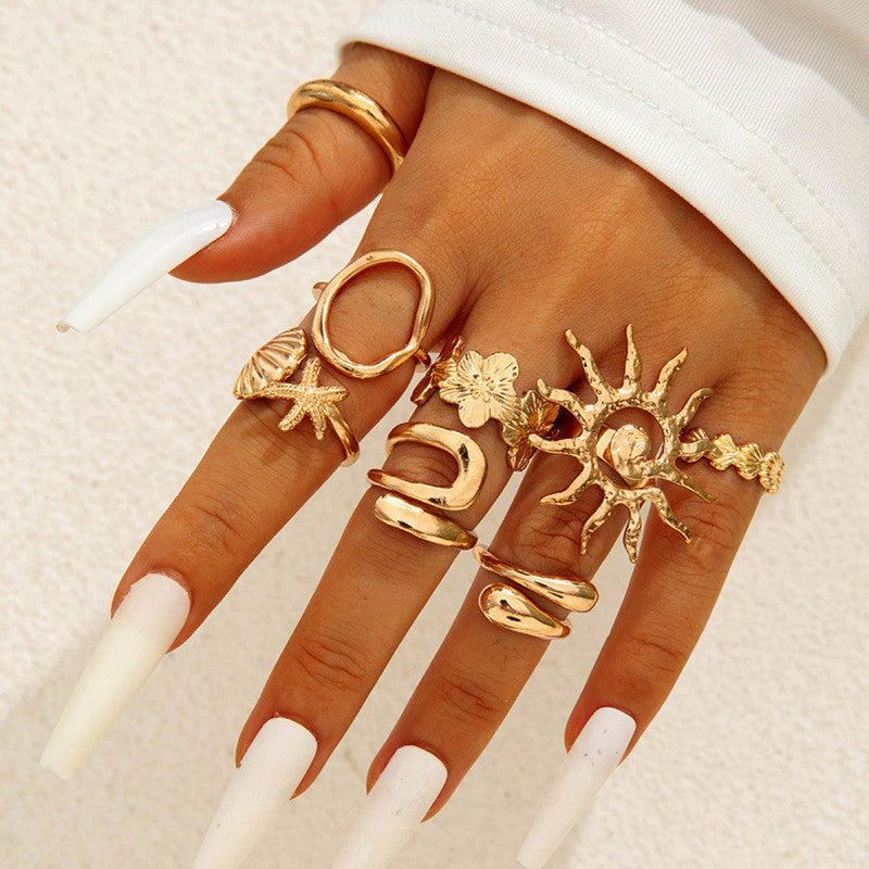 Gold Plated Stackable Rings Pack of 8
