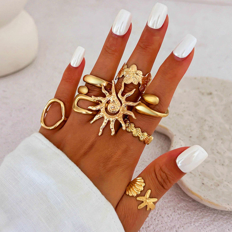 Gold Plated Stackable Rings Pack of 8