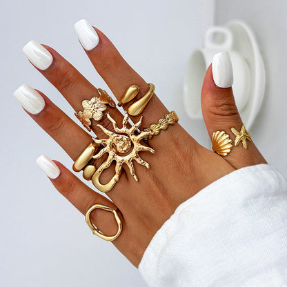 Gold Plated Stackable Rings Pack of 8