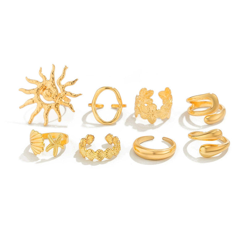 Gold Plated Stackable Rings Pack of 8