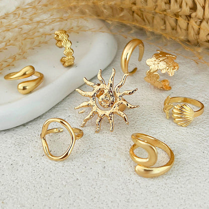 Gold Plated Stackable Rings Pack of 8