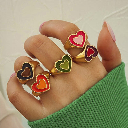 Heart Adjustable Rings (Set of 5)