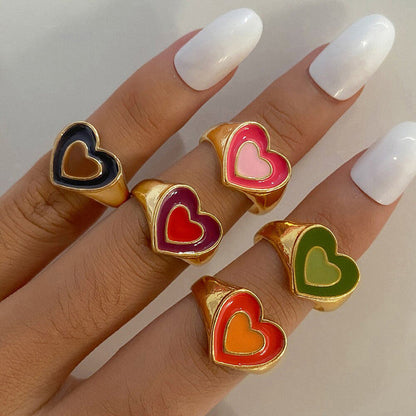 Heart Adjustable Rings (Set of 5)