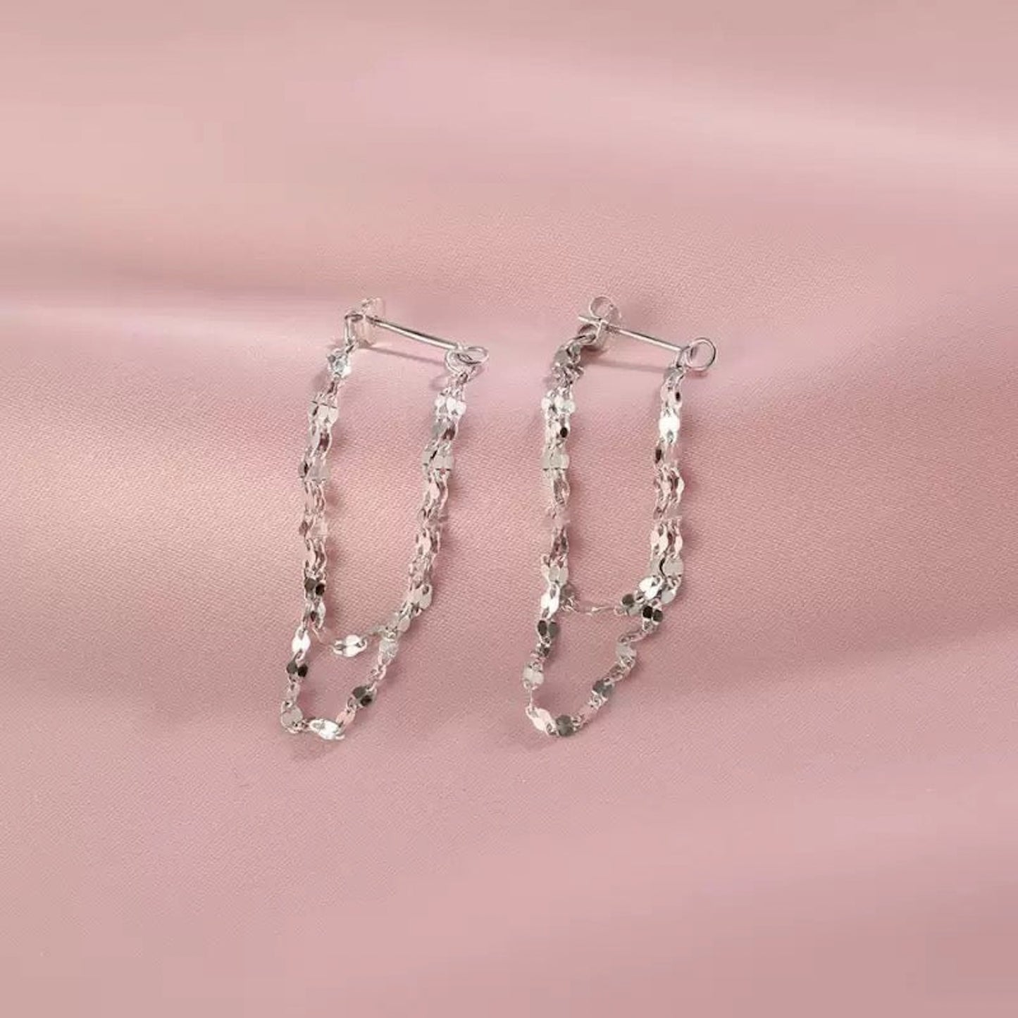 Silver Chain Tassel Earrings